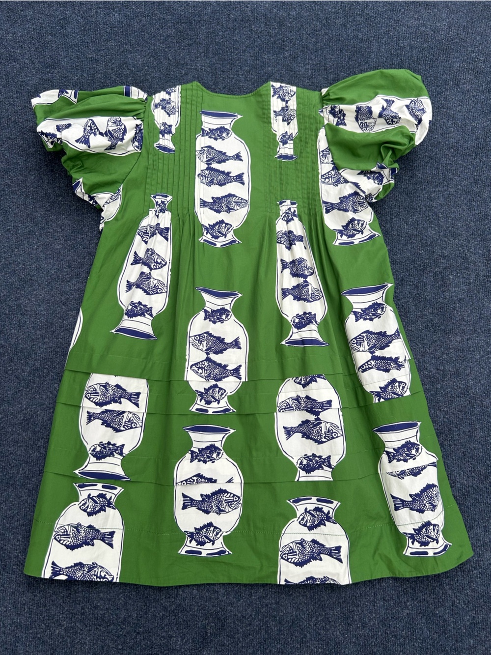**SOLD** HUNTER BELL Wilkes Cotton Puff Sleeve Mini Dress in Herring Green Small - Picture 9 of 16